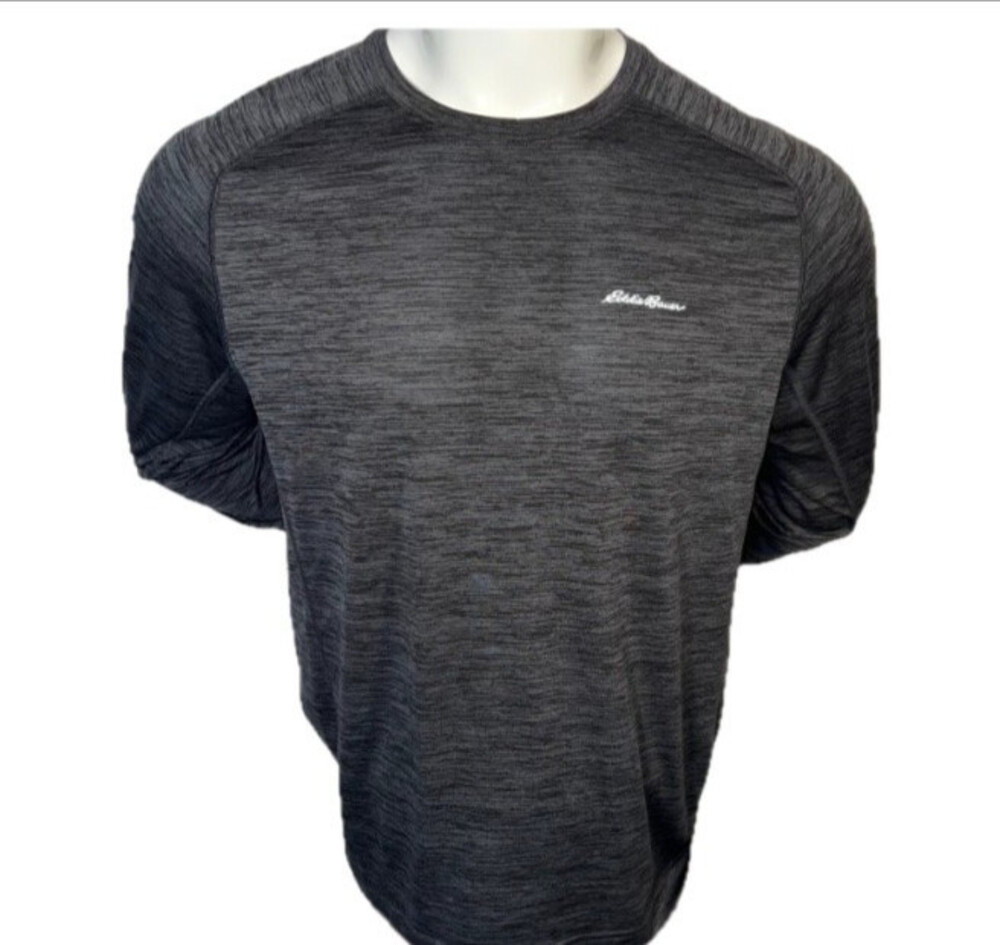 Eddie Bauer Freedry Long Sleeve Tee Shirt Mens L Grey Space Dye